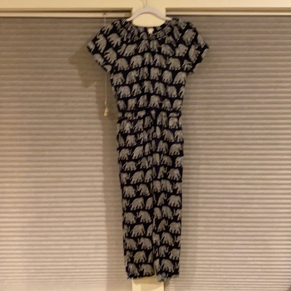 Crewcuts navy blue jumpsuit with elephant motif and pockets!